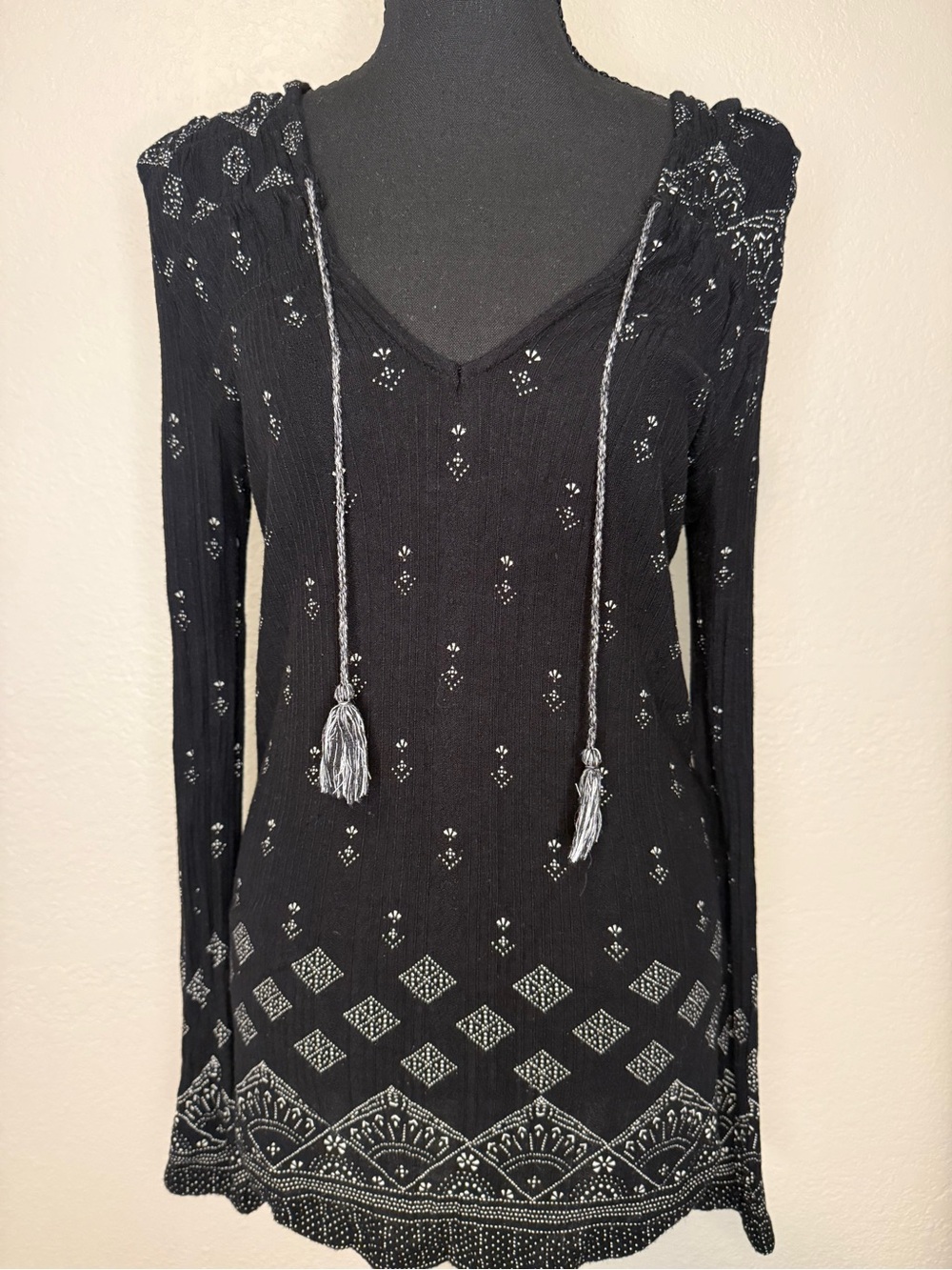 Lucky Brand Black Tunic with Silver Accents